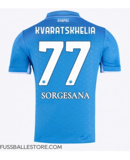 Günstige SSC Napoli Khvicha Kvaratskhelia #77 Heimtrikot 2024-25 Kurzarm